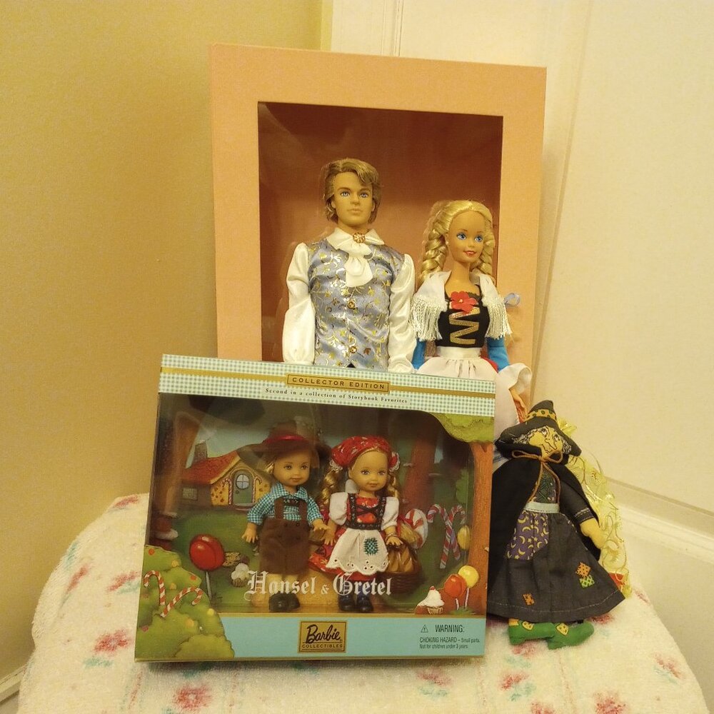 Hansel & Gretel Set: NIB H & G dolls, New Deboxed Parents & Pre-Owned Witch